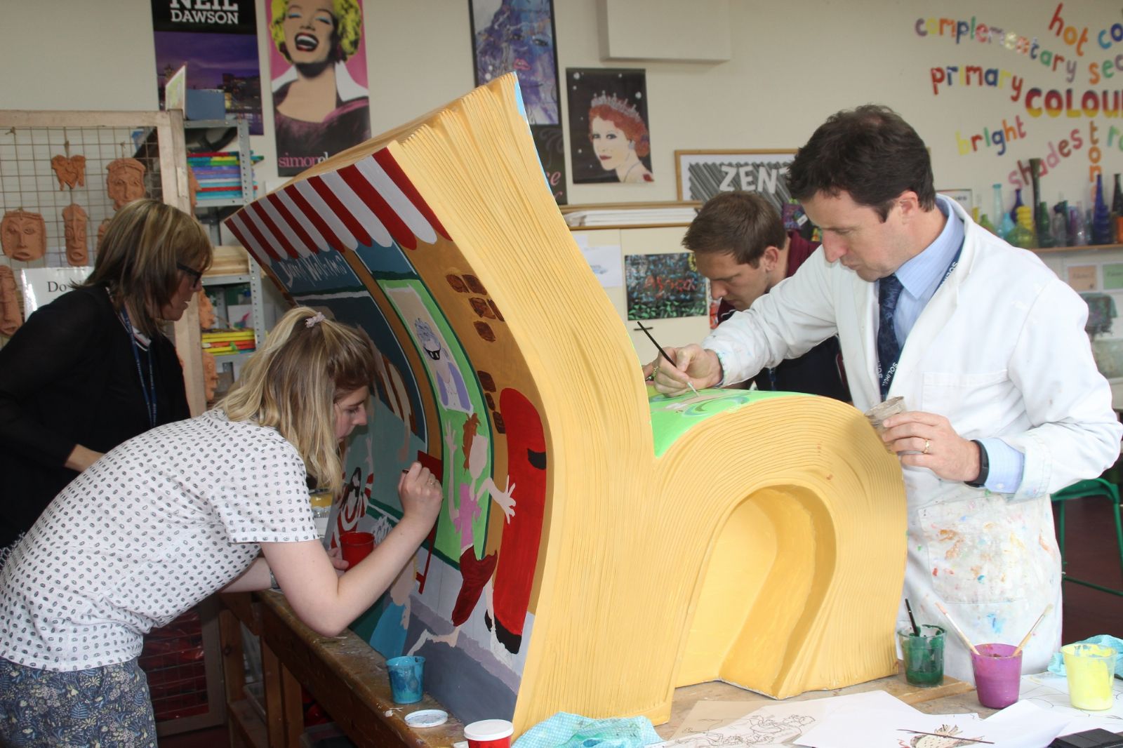  Staff at Solihull painting BookBench